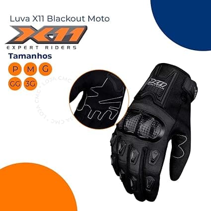Luva X11 Blackout Motociclista Cor Preto - imagem 2